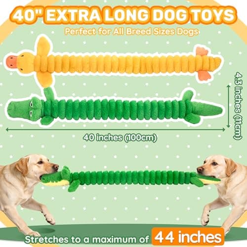 LECHONG 2-Pack 40” Extra-Long Squeaky Dog Toys for Large Dogs, Soft Chew Plush Stuffed Animal Dogs Toy, Interactive Tug-of-War Dog Toys for All Dogs to Keep Them Busy