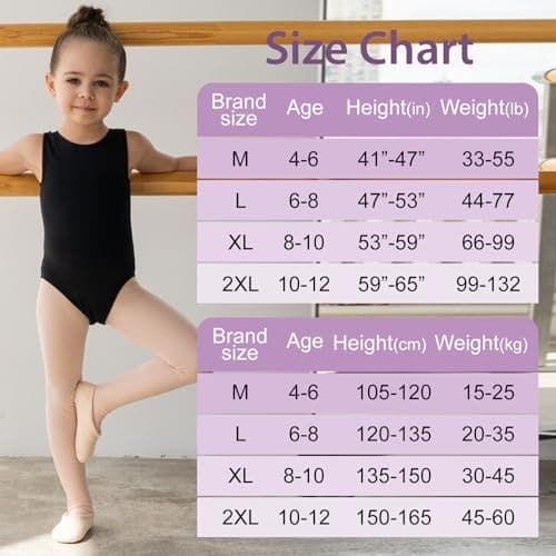 MANZI 3 Pairs Footed Girls Tights for Ballet Dance School Age 6-8 Natural Nude Large — view 4
