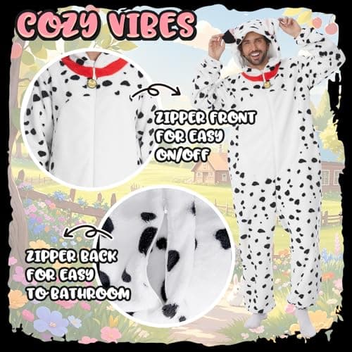 HSCTEK Dalmatian Onesie Costume Adult Women Men Funny Pj Cosplay Blanket Clothes S — view 2