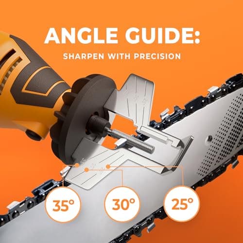 Sharp Pebble Electric Chainsaw Sharpener Kit - Comes with Chain Saw Sharpener Tool, 4 File Size Sharpening Wheel Bits, Angle Attachment, Wrench & eBook — view 3