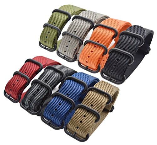 Alxptino Nylon Watch Band for Men - Soft and Durable Watch Strap with Black PVD Brushed Buckle (Grey, 22mm)