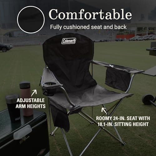 Coleman Portable Camping Chair with 4-Can Cooler, Cushioned Seat & Back with Side Pockets & Cup Holder, Carry Bag Included, Great for Camping, Tailgating, Firepits, Patio, & More — view 5