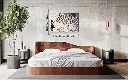 Banksy Wall Art Graffiti Street Giclee Canvas Paintings Poster and Prints Kid Graffiti Wall Pictures girl Figure Street Graffiti Picture Artwork Modern Framed Art for Home Wall Decor -24" Wx36 H — view 3