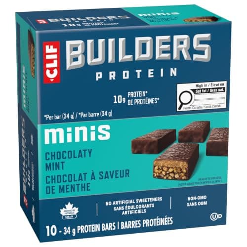 CLIF BUILDERS Mini Protein Bars, Chocolate Mint Flavour, 10g of Protein, Prepared in Canada, Gluten Free, No Artificial Sweeteners, 34 g (Pack of 10), Prepared in Canada — view 7