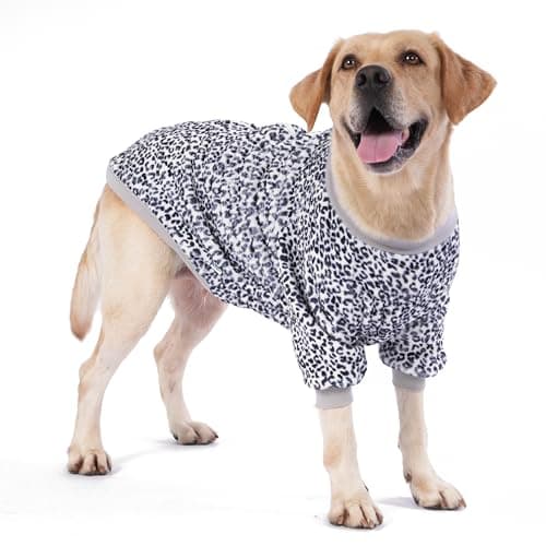 LovinPet Soft Dog Flannel Coat for Large Dogs, Warm Winter Coat with Front Sleeves, Back Zipper, Cozy Coverage for Short-Hair Breeds, Simple Black White Leopard Prints, XXL — view 8