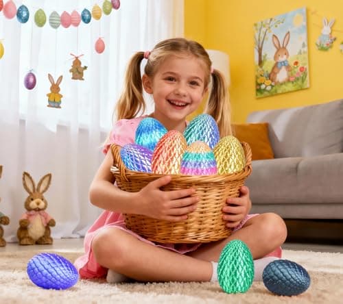 Large Dragon Eggs with Dragon Inside, 3D Printed Surprise Funny Gifts for Kids, Articulated Dragon Fidget Toys for Adults, Executive Desk Toys Office Room Décor (Pastel Rainbow)