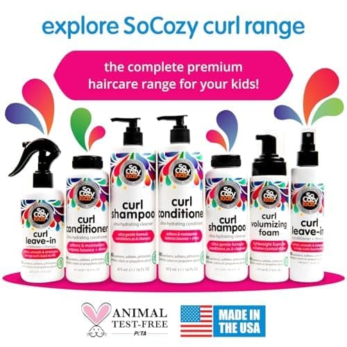 So Cozy Leave In Conditioner Spray (8 Fl Oz) Paraben-Free Detangler for Kids' Curly Hair, Deep Conditioner & Tangle-Free Curls, Gentle & Nourishing with Keratin, Vitamin B5, Olive Oil & Jojoba Oil — view 5
