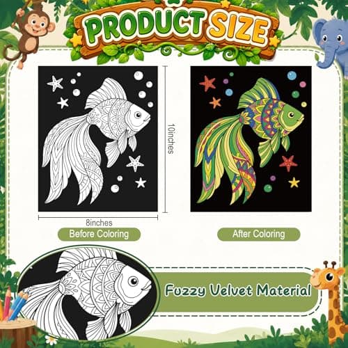 Zhanmai 24 Pack Velvet Coloring Posters Fuzzy Velvet Coloring Posters Crafts for Kids Color Your Own Poster Bulk for Holiday School Party Activities Home(Mandala Animals)