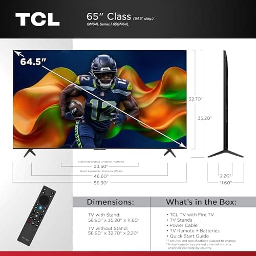 TCL 65-Inch QM64L Series QLED 4K Smart QD-Mini LED TV with Fire TV (2026 Model) New Halo Control System, LD500 Precise Dimming Series, High Contrast HVA Panel, 144Hz Native Panel Refresh Rate — view 2