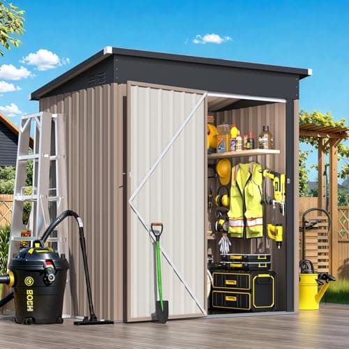 U-MAX 5'x3' Outdoor Storage Shed with Floor Base, Small Metal Garden Sheds & Outdoor Storage Clearance with Waterproof Floor Included, 3x5 Tiny Utility and Tool Sheds for Backyard, Patio — view 2