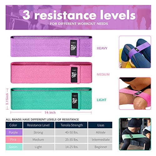 CFX Resistance Bands 3 Sets, Premium Exercise Loops with Non-Slip Design for Hips & Glutes, 3 Resistance Level Workout Booty Bands for Women and Men — view 3