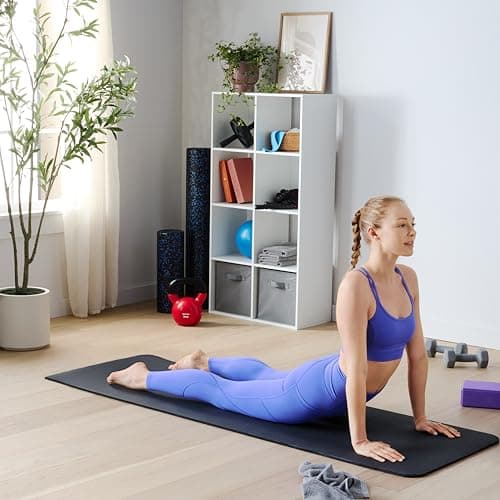 Amazon Basics 1/2 Inch Extra Thick Exercise Yoga Mat with Carrying Strap for Home Workouts and Fitness, 74" x 24", Black — view 5