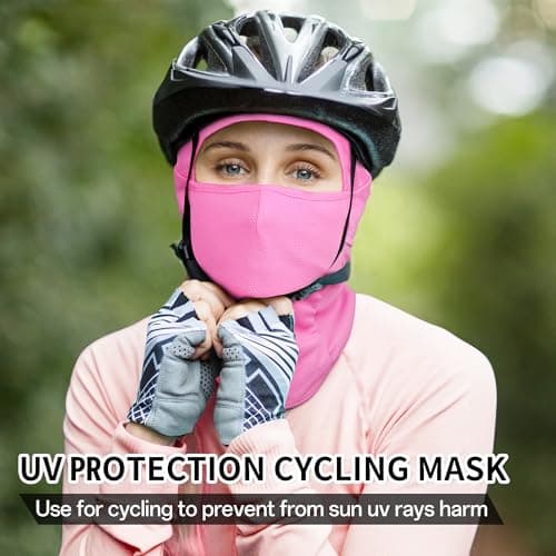 Botack Balaclava Ski Mask, Sun UV Protection Breathable Full Head Face Mask for Men Women Skiing Cycling Pink — view 3