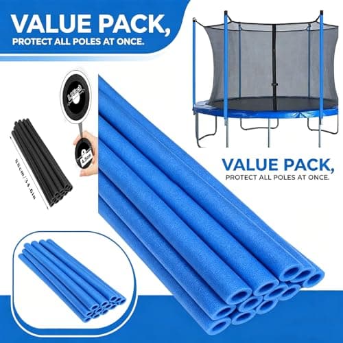 Trampoline Pole Foam Sleeves, 12Pcs Pole Covers Replacement, 88cm Waterproof Round Tube Protective Trampoline Spring Cover Padding, Foam Tubing Protective Trampoline Net Pole (Green, 12 Pcs) — view 5