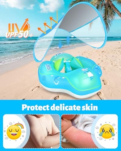 LAYCOL Baby Swimming Float with UPF50+ Sun Canopy Baby Floats for Pool No Flip Overbaby Pool for Baby Age of 3-36 Months