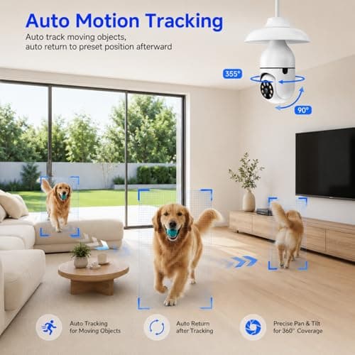 Chpuss Light Bulb Security Camera, 5G& 2.4GHz WiFi Security Cameras Wireless Outdoor for Home Security, 2-Way Audio Color Night Vision, Motion Detection Siren Alarm — view 3