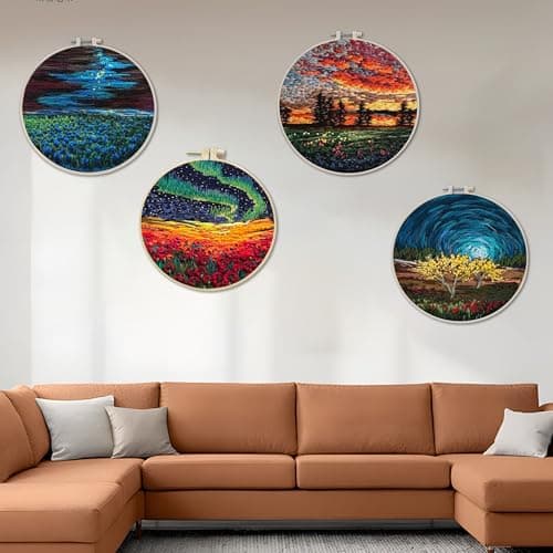 Maydear 4 Pack Embroidery Starter Kit with Pattern, Stamped Cross Stitch Kits for Beginners Adults with Embroidery Hoop and Instructions, Hand Embroidery Kit (Embroidery kit flower2) — view 9