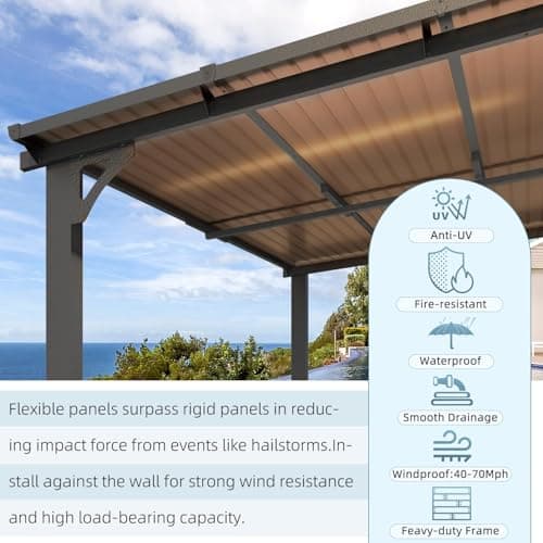 U-MAX 8' x 8' Gazebo for Patio, Hard Top Heavy Duty Gazebo 8x8 Pergola with Roof, Awnings Canopy for Decks, Backyard and More — view 7