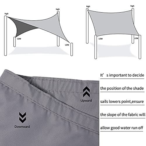 Jneaicn Shade Sail Waterproof Outdoor UV Sun Shade Sail Rectangle Gray 10'x 13' Protection Cool Party Beach Leisure Garden Accept Customization — view 6