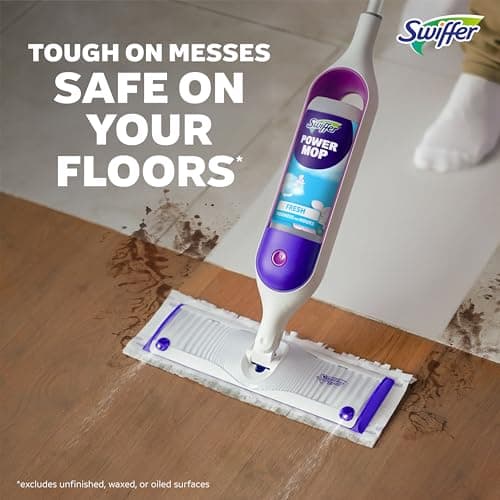 Swiffer PowerMop Mopping Kit for Floor Cleaning, Set Includes 1 Power Mop, 2 Replacement Pads, 1 Liquid Solution Refill, 2 Batteries, No Bucket Needed Electric Spray Cleaner, Multi-Surface and Wood — view 7