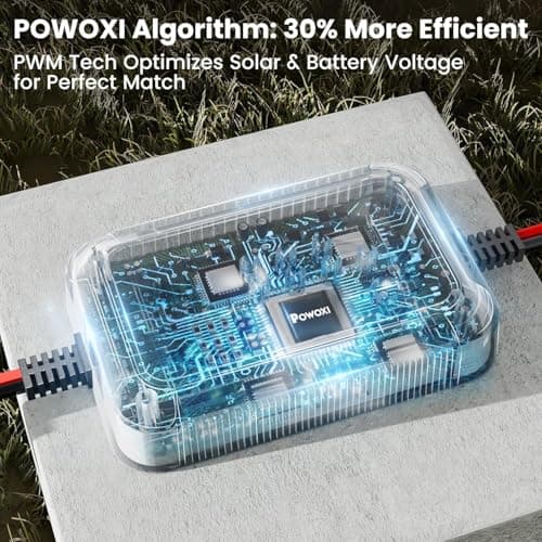 POWOXI Upgraded 20W 12V Solar Battery Charger car, Solar Panel Trickle Maintainer Kit with Smart PWM Charge Controller for Automotive, Motorcycle, Boat, Marine, RV,Trailer,Powersports, etc. — view 3