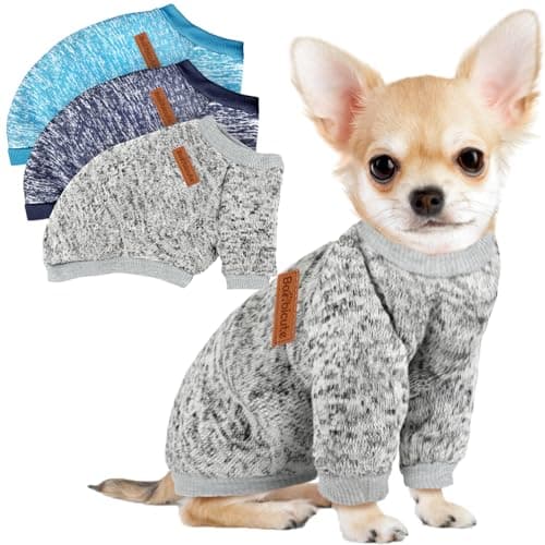 3 Pack Dog Sweaters for Small Dogs Girl Boy Winter Fleece Clothes Warm Soft Dog Sweatshirt Outfit for Dogs Cats Pet Apparel