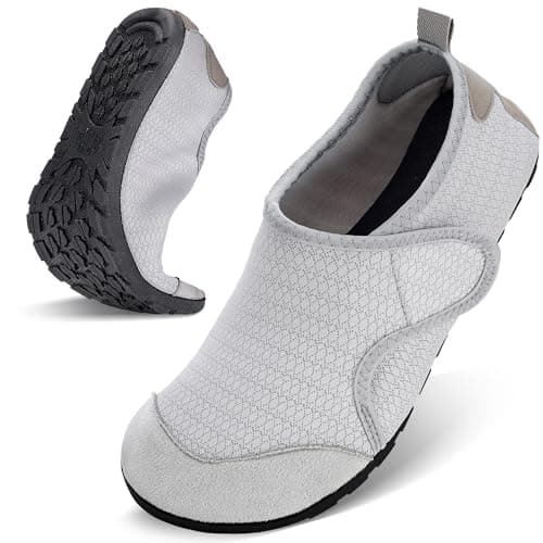 Water Shoes for Women Men Barefoot Beach Swim Aqua Socks Summer Wide Slides Sandals Quick Dry Pool River Sea Sock Shoes (Grey, US Footwear Size System, Adult, Men, Numeric Range, Medium, 5, 6)