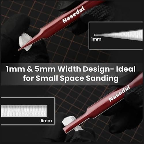 Nasedal 3pcs Hobby Glass File for Gundam Model 3D Prints Polishing Sanding Tool, #600-#800 Grit Reusable Glass File for Plastic, Scale Model Making Grinding Tool Wet & Dry Use with Storage Box — view 3
