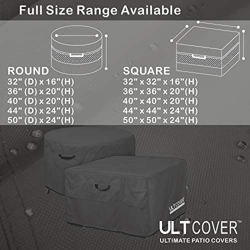 ULTCOVER Patio Fire Pit Table Cover Round 40 inch Outdoor Waterproof Fire Bowl Cover, Black — view 2