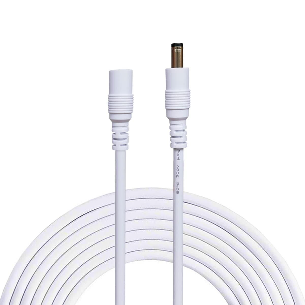 Liwinting 10m Cable de Extensión 2.1mm x 5.5mm Plug DC Macho a Hembra Conector para Adaptador de Corriente, LED, Cámara CCTV Potencia, Coche, Monitores y Más, Flexible - Blanco
