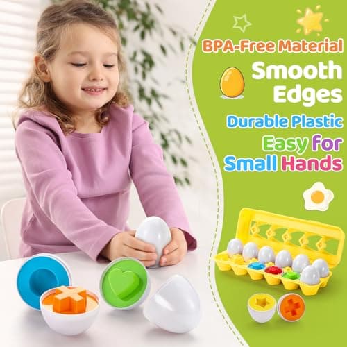 Montessori Matching Eggs Toy for Toddlers 1-3, Color and Shape Sorting Learning Toy, Fine Motor Skills Educational Puzzle, Preschool Learning Toy for Kids — view 5