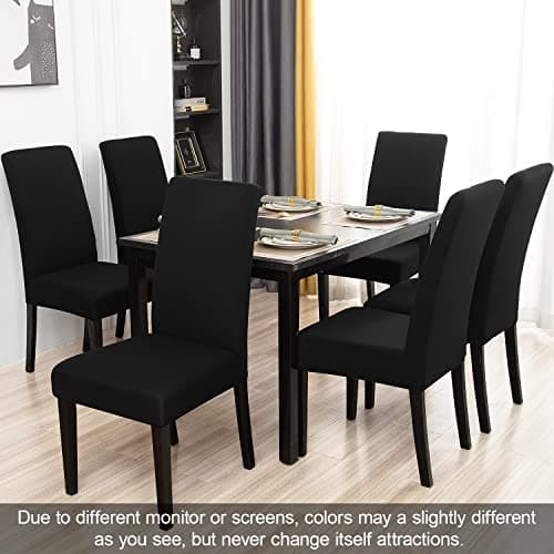 JQinHome High Stretch Removable Washable Chair Seat Protector Cover for Home Party Hotel Wedding (Pack of 6, Black)