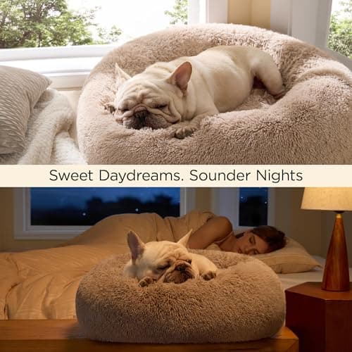 Bedsure Calming Small Dog Bed Donut Washable Cat＆Puppy Bed,23 inches Camel — view 4