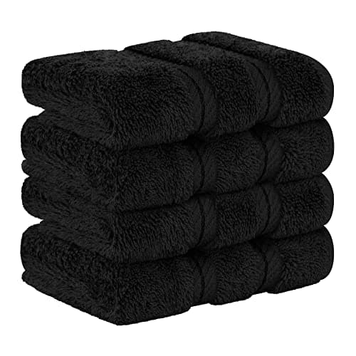 American Soft Linen Washcloths for Bathroom, 100% Turkish Cotton Washcloth Set of 4, 13x13 in Soft Washcloths for Body and Face, Wash Rags for Kitchen, Baby Washcloths, Black Washcloths — view 5