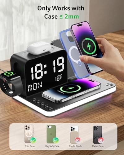 Acer Gadget 7-in-1 Wireless Charging Station Charger Stand for Multiple Devices for Apple - iPhone 17 16 15 14 13 12 Pro Max Apple Watch Airpods, Wireless iPhone Charger Station with Bluetooth TimeSyn — view 7