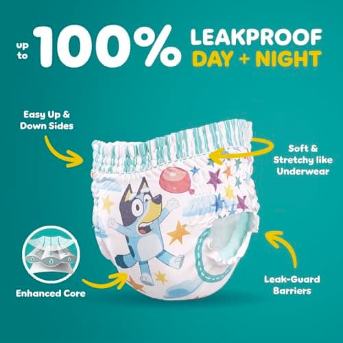 Easy Ups Girls & Boys Potty Training Pants, Size 7 (5T6T), 15 Count, Bluey Absorbent Training Underwear, Up to 100% Leakproof Day and Night, Hypoallergenic (Packaging May Vary) — view 2