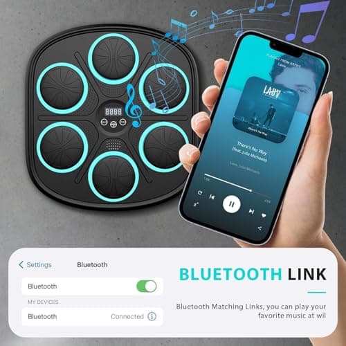 Smart Music Boxing Trainer, LED Electronic Wall Target with Bluetooth, Punching Reaction Speed Training Equipment for Home Gym, Fitness Boxing Machine for Adults Men Kids