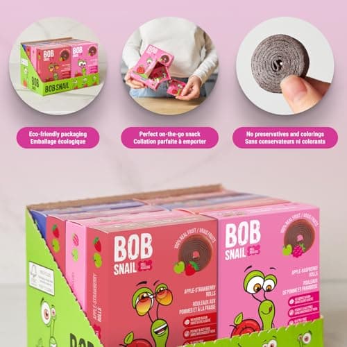Bob Snail Fruit Roll Ups – Healthy Sweets Snacks, Real Dried Fruits, No Added Sugar, Vegan, Nut Free, Candy for Adults, Kids, with Blueberry, Raspberry, Strawberry – Bulk gift Box 80 pcs Rolls, 800g — view 5