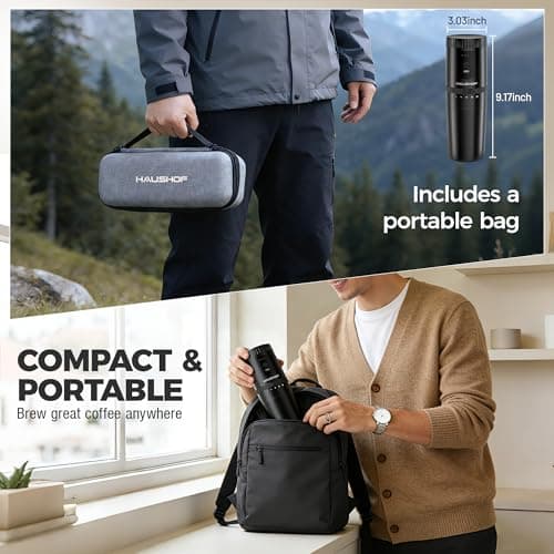 HAUSHOF Travel Coffee Maker,Coffee Grinder for Home,Camping — view 7