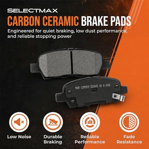 MAX Advanced Brakes Rear Brake Kit for 2008-2022 Nissan Rogue, 2017-2023 Nissan Qashqai (w/Manual Parking Brake), Carbon Ceramic Brake Pads and Rotors Kit, OE Replacement Brake Rotors Rear Brake Kit — view 3