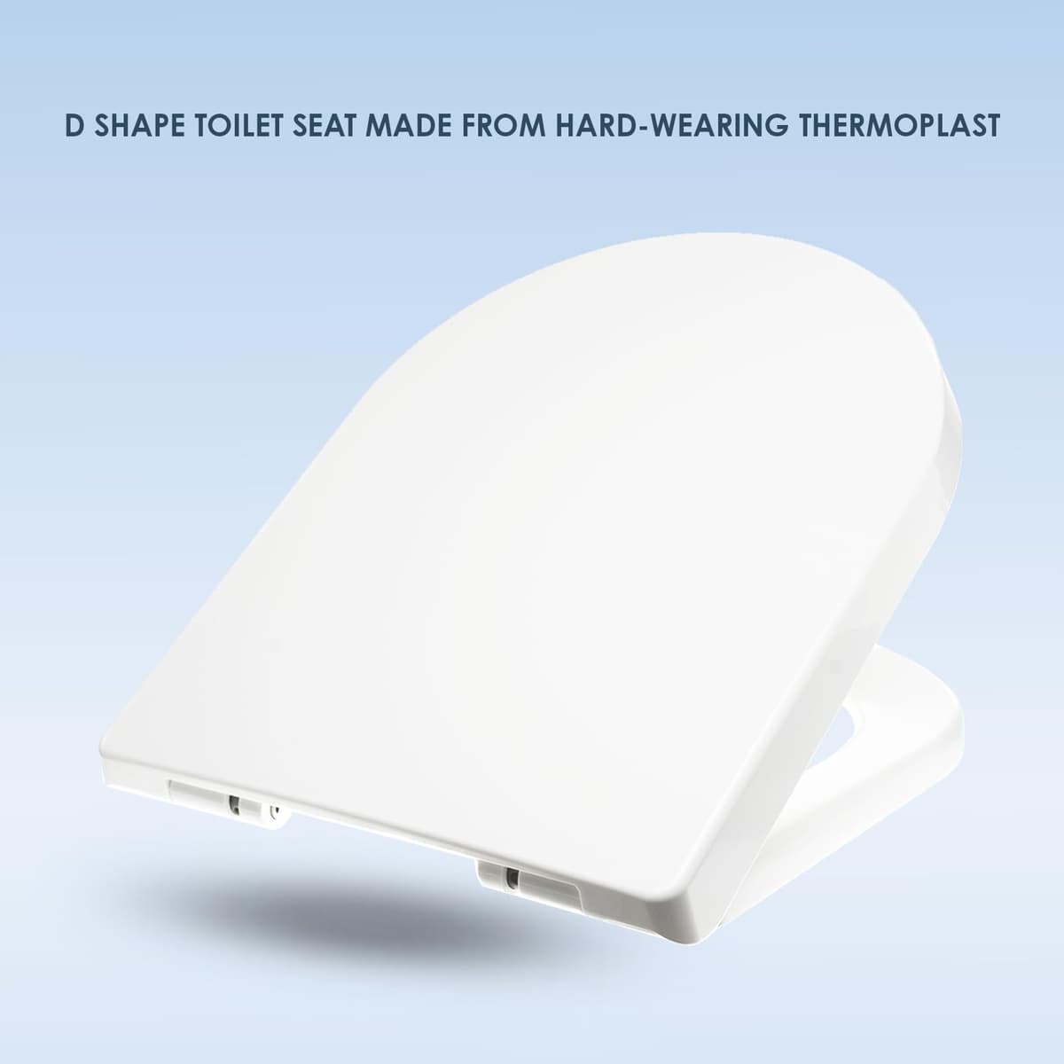 AQUALONA® Premium Thermoplastic Toilet Seat Soft Close Hardwearing Seat with Two Button Hinge Release D Shaped Easy to Clean Simple Installation Top and Bottom Fittings (White - D Shape) — view 4