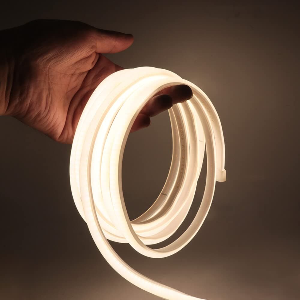 Flexible COB Neon Light Strip, 220V LED Strip 288 LEDs/m, Cut to 50cm, IP65 Waterproof Modified Silica Gel Rope Light with UK Plug Power Supply (3m, Natural White)