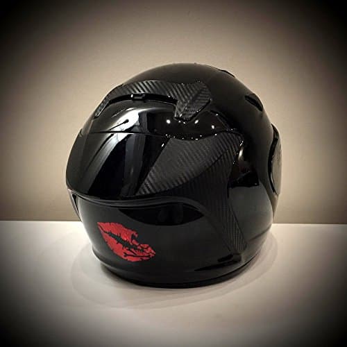 customTAYLOR33 High Intensity Reflective Vinyl Death Kiss Skull Crossbones Lips Decal Bumper Sticker - Cars, Motorcycles, Helmets, Wind Screens, laptops, cellphones, (Red, 3 inch Wide, Pair) — view 2