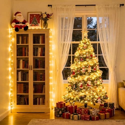 JMEXSUSS Warm White Indoor String Lights for Bedroom, 8 Modes Plug in Twinkle Fairy Lights, 33ft 100LED Christmas Lights Outdoor Waterproof Clear Wire — view 4