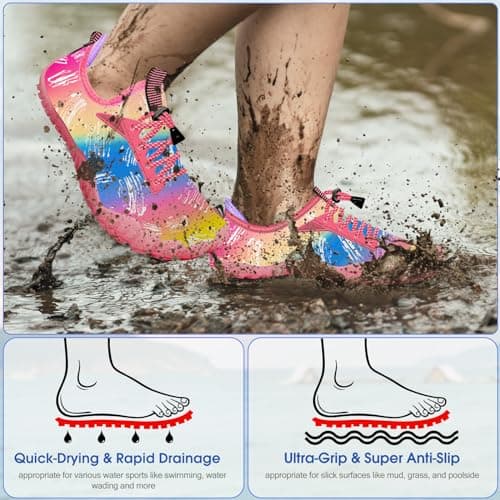 CROVA Built-in Heel Grips Water Shoes for Kids Girls Boys Hiking Shoes Wide Barefoot Swim Beach Pools Slip-On Quick Dry Lightweight for Big Little Kids Toddler — view 2