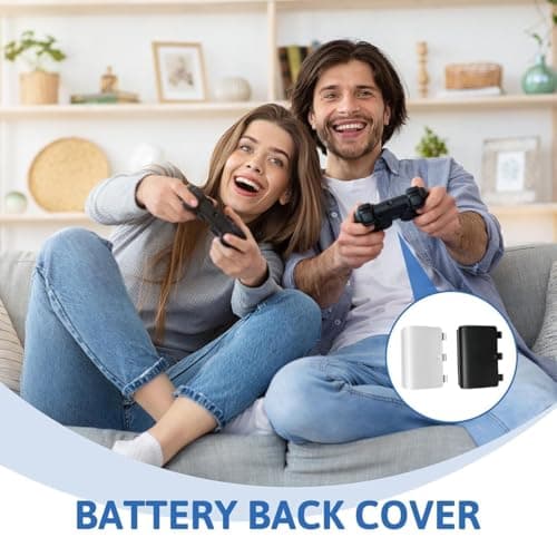 Battery Door Replacement Compatible with Xbox One Controller Back Panel Housing Repair Parts Black and White 4 Pack — view 5