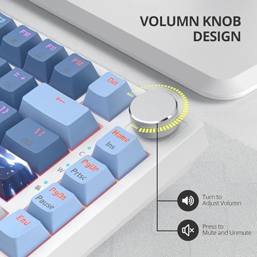 SbocKeeb 75 Percent Keyboard Gasket-Mounted with Sound Absorbing Pads, 82-Key Compact Wired RGB Mechanical Gaming Keyboard Hot-Swap Socket for Mac/Win, Fog Blue — view 4