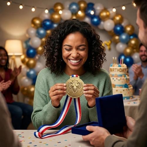 Freetoes Gold Goat Medal - 3 Inch Champion Pendant with Award Ribbon,Greatest of All Time Awards Chain for Football, Basketball,MVP,Tournaments & Champions League Winners Trophy Gifts 3 — view 5