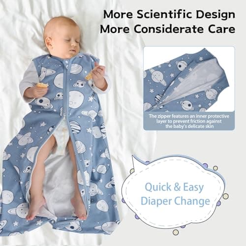 Wrrernsin Baby Sleep Sack 6-12 Months,100% Cotton TOG 0.5 Wearable Blanket for Boys and Girls, 3 Pack 2-Way Zipper Lightweight Sleeping Bags for Toddler Newborn Infant — view 3