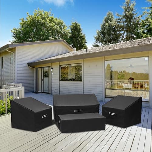 Loriano Patio Furniture Covers, 4 Piece Outdoor Furniture Cover Waterproof, Patio Furniture Cover Set, Lawn Patio Set Covers Black — view 6